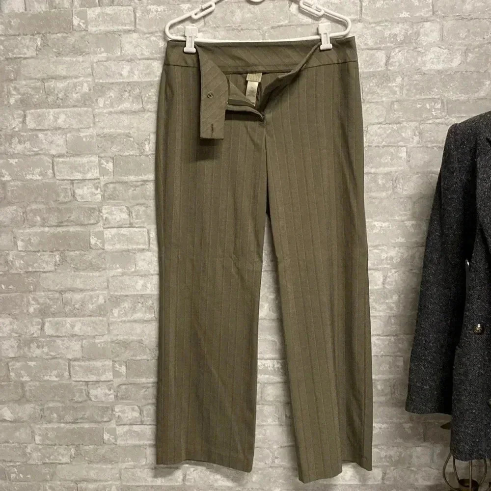 Sigrid Olsen Olive Pinstripe Cropped Dress Pants